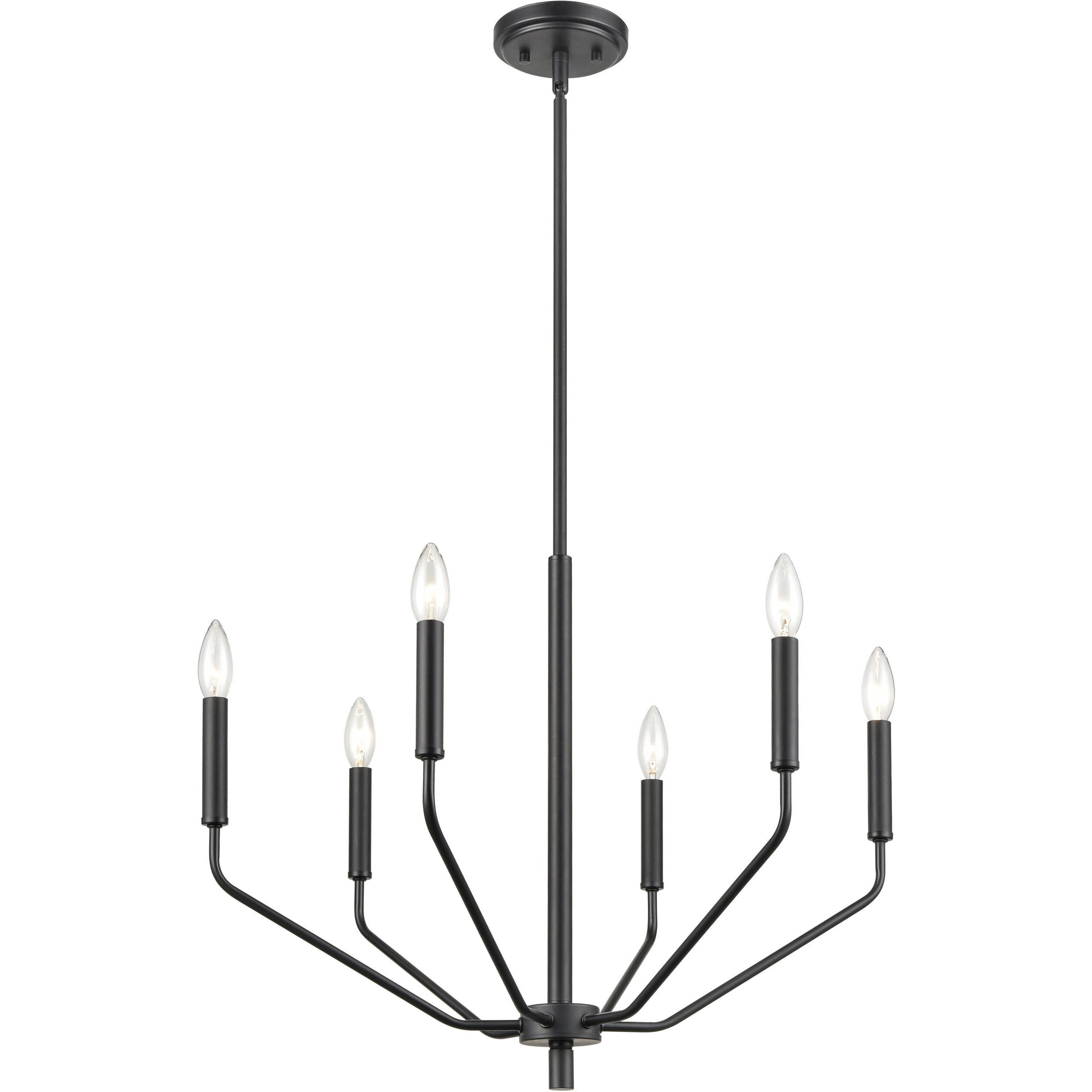 Laurell 6 Light 24 inch Matte Black Chandelier Ceiling Light